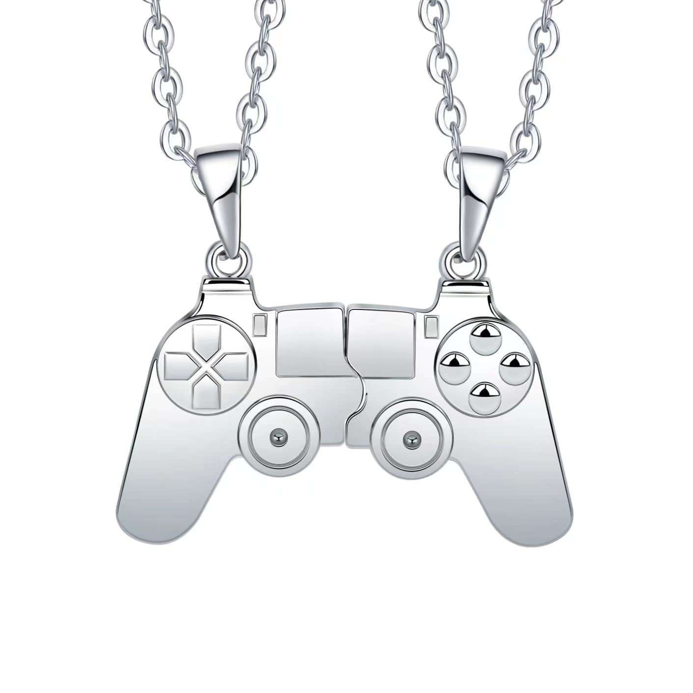 UNIQULAR Game Controller Necklaces, Matching Necklace for Couples or Best Friends, Best Friend Necklace, Friendship Necklace (Silver)