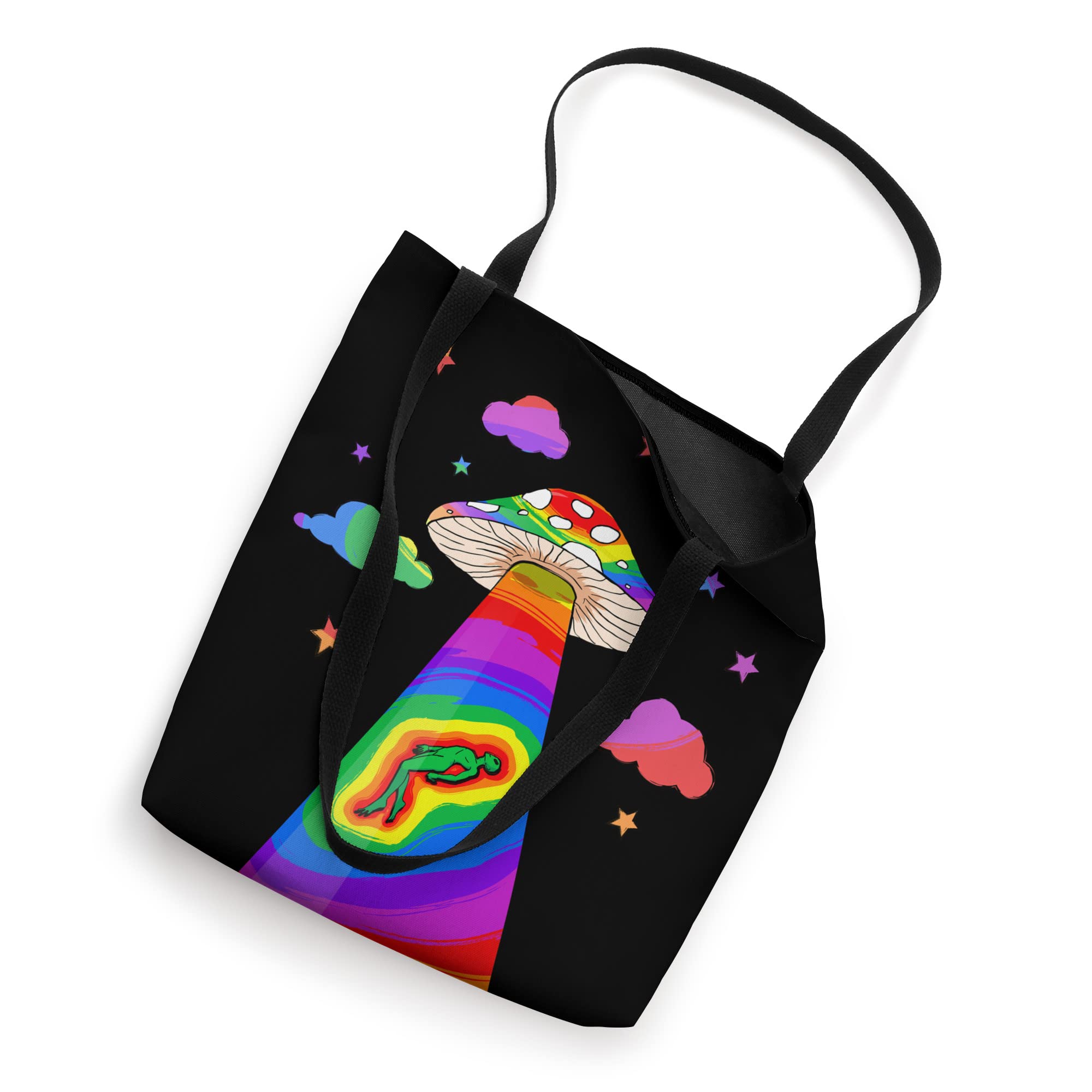 Kidcore Aesthetic Alien UFO Abduction Mushroom Cottagecore Tote Bag