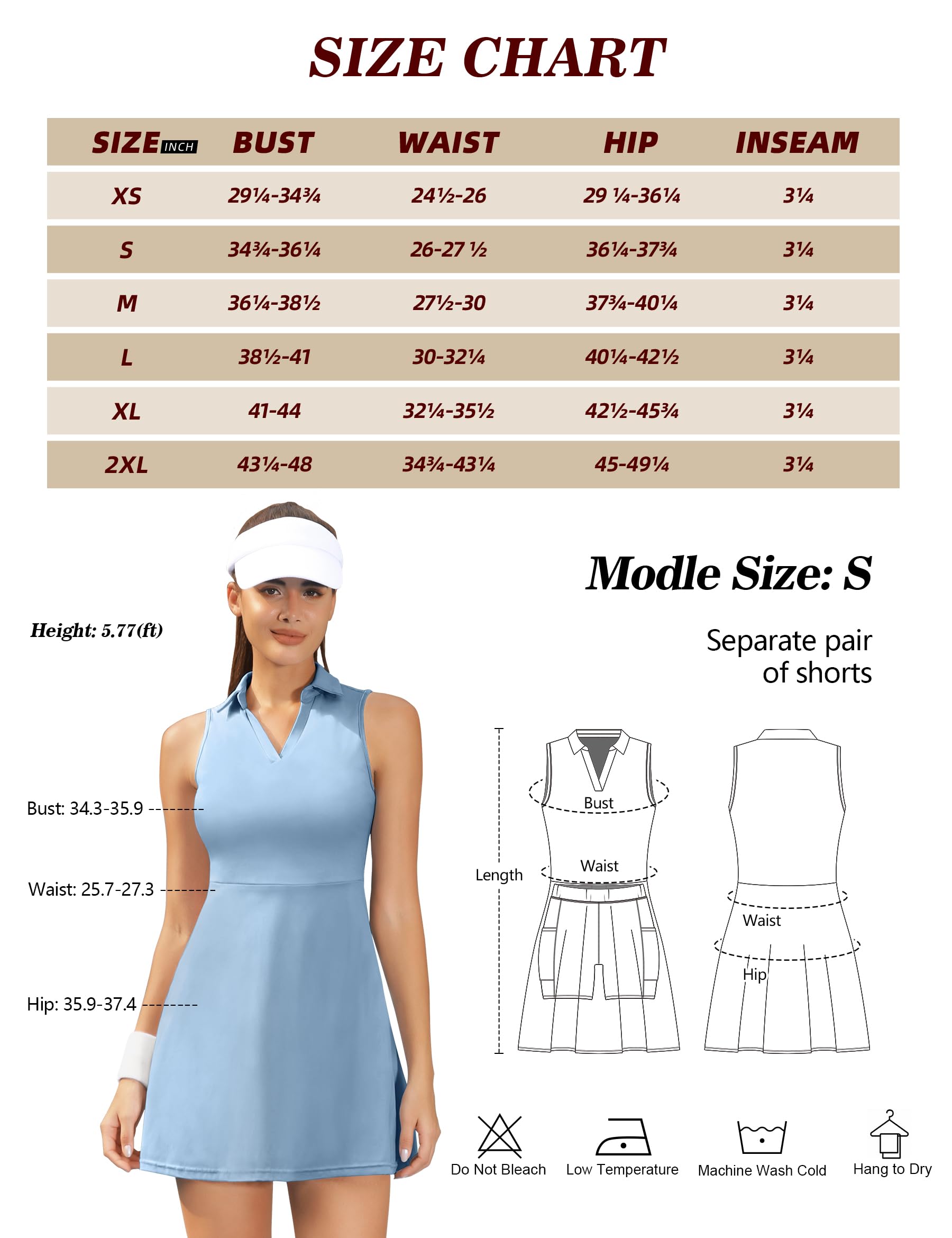 Fengbay Tennis Dress for Women,Golf Dress with Built in Shorts with 4 Pockets for Sleeveless Athletic Workout Dress