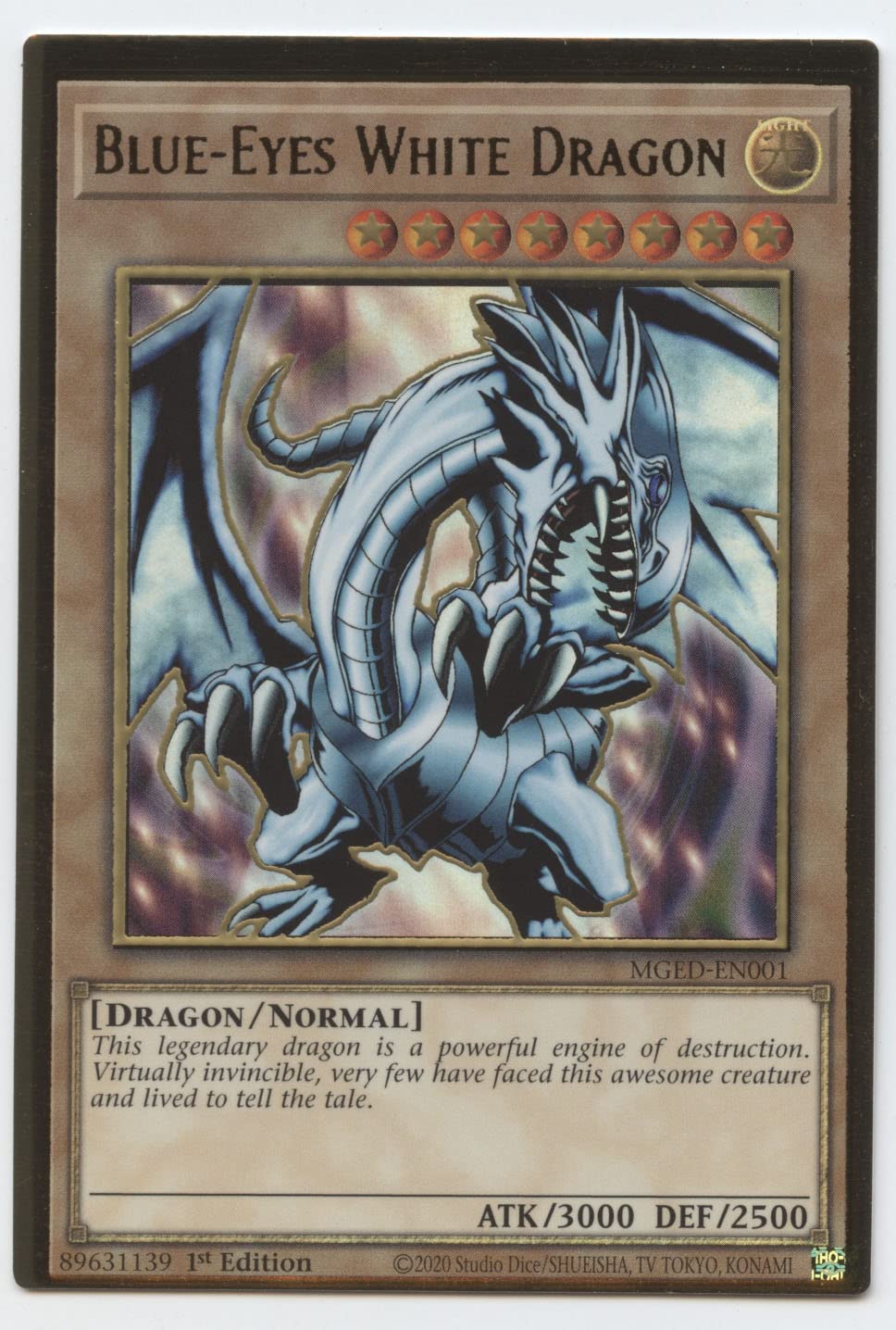 Blue-Eyes White Dragon - MGED-EN001 - Premium Gold Rare - 1st Edition