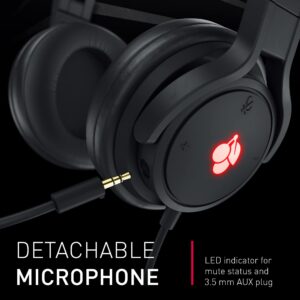 Cherry HC 2.2 Wired Headset for Gaming & Multimedia USB 7.1 Surround Sound Detachable Microphone Black 7 Foot Long Cord.