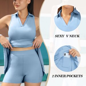 Fengbay Tennis Dress for Women,Golf Dress with Built in Shorts with 4 Pockets for Sleeveless Athletic Workout Dress