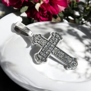 925 Sterling Silver Small Orthodox Cross Necklace for Men Women - Dainty Jesus Christ Crucifix Pendant - Christian Religious Jewelry Gifts for Women Men - Handmade