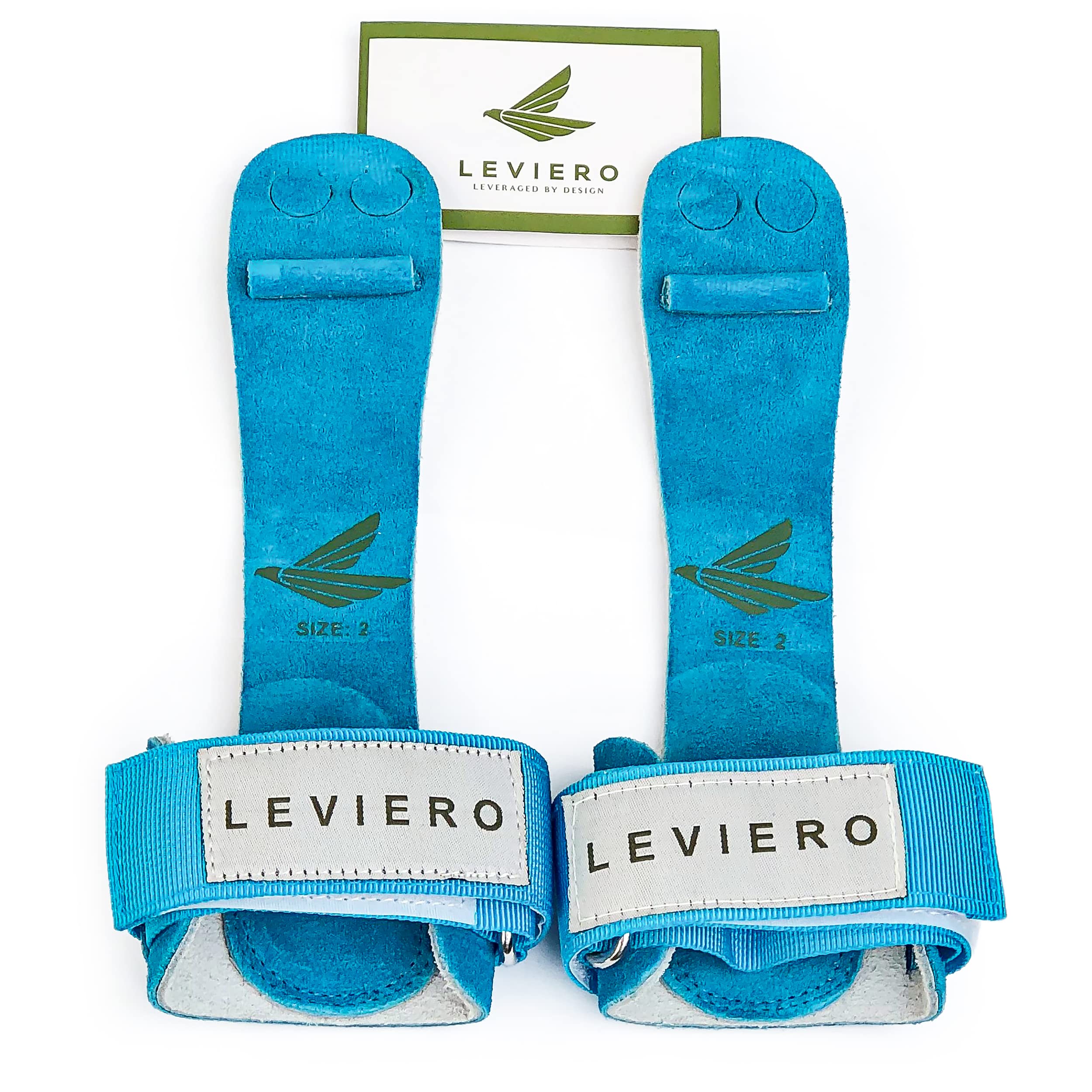 LEVIERO Gymnastics Grips Set Narrow Nippers, Grips for Gymnastics Girls, Dowel Grips with Soft Leather, Hook and Loop Wrist Straps, and Adjustable Finger Holes, for All Ages - (Aqua, 1)