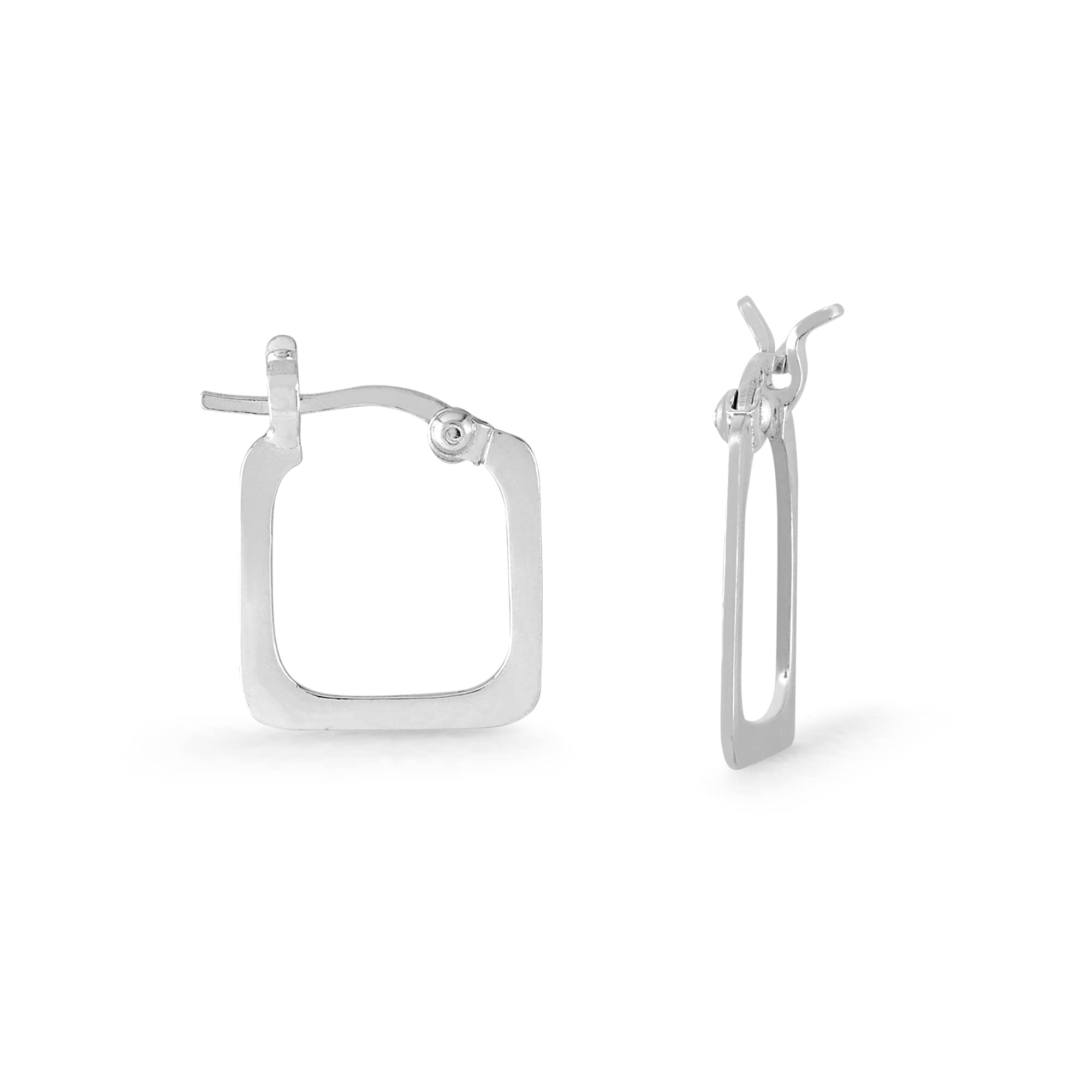 Boma Jewelry Sterling Silver Square Snap Down Hoop Earrings