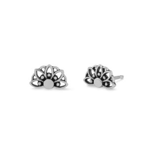 boma jewelry sterling silver balinese style lotus stud earrings