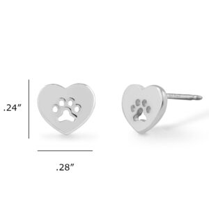 Boma Jewelry Sterling Silver Heart with Cut-Out Paw Stud Earrings