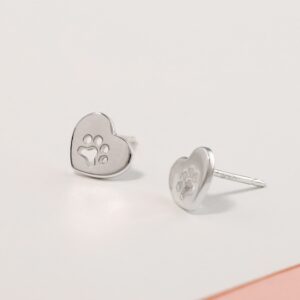 Boma Jewelry Sterling Silver Heart with Cut-Out Paw Stud Earrings