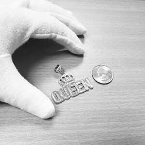 LA BLINGZ Queen Crown DC Sterling Silver Hip-Hop Pendant