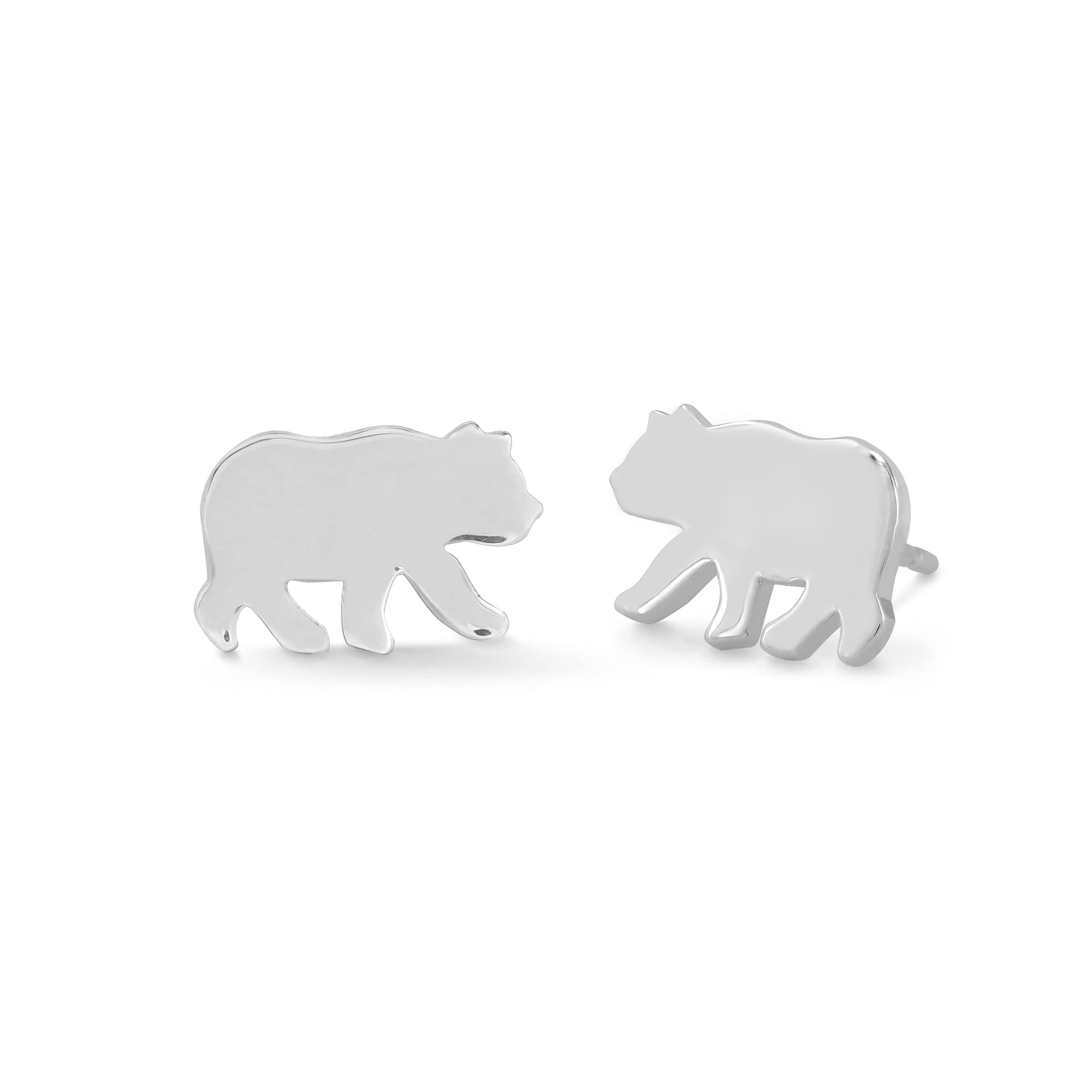 Boma Jewelry Sterling Silver Bear Stud Earrings