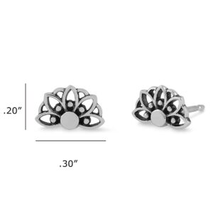 Boma Jewelry Sterling Silver Balinese Style Lotus Stud Earrings