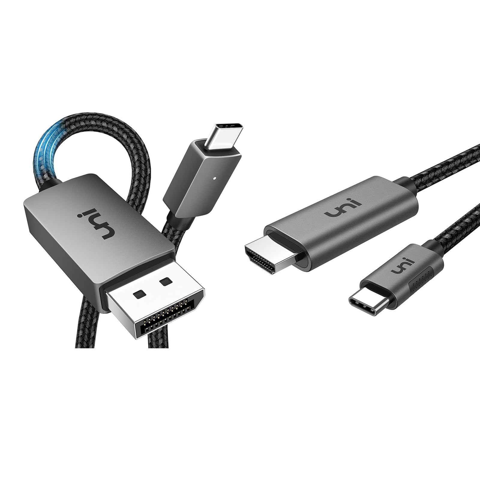 uni USB C to DisplayPort Cable 6FT 8K@60Hz Bundle with USB C to HDMI Cable for Home Office 6ft (4K@60Hz)