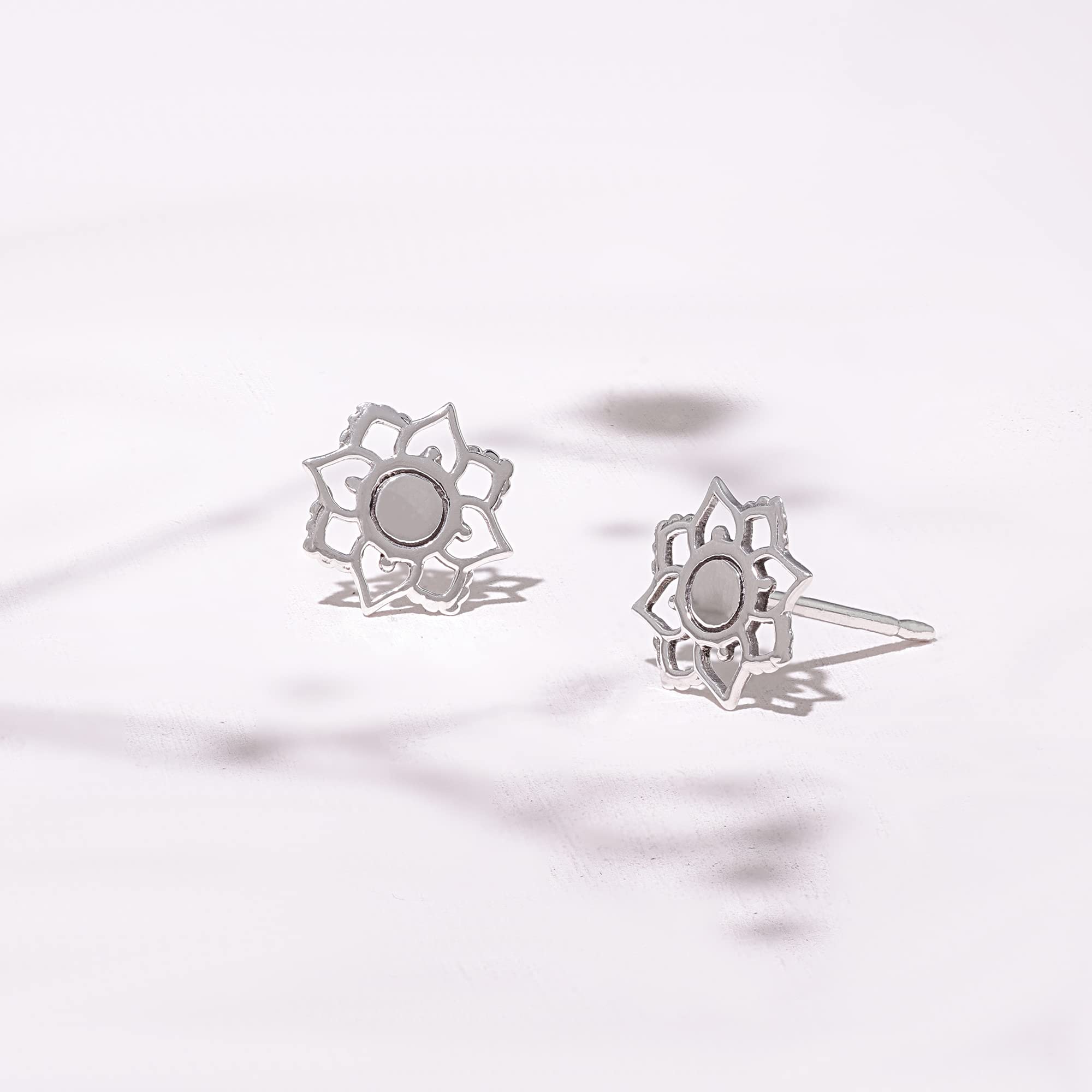 Boma Jewelry Sterling Silver Lotus Flower Stud Earrings