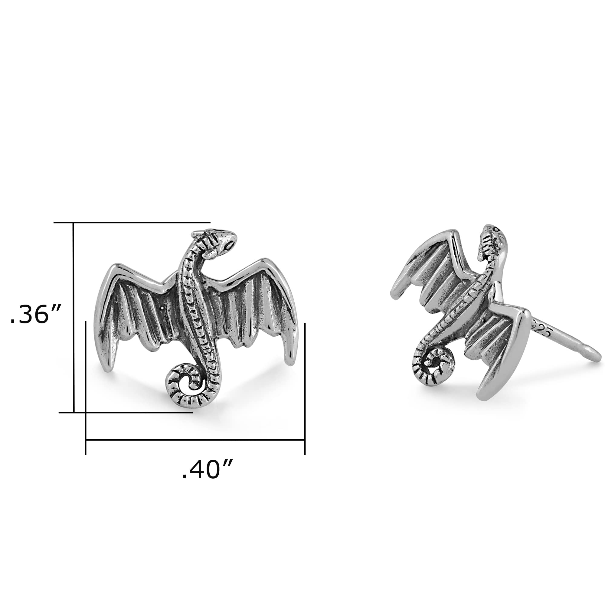 Boma Jewelry Sterling Silver Dragon Stud Earrings