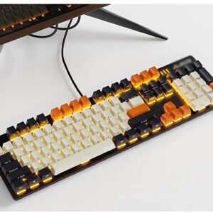 XYLXJ Mechanical Gaming Keyboard, Wired Backlit Keyboard with Blue Switches, Customizable RGB Lighting, Ergonomic Standard Keyboard for Desktop, Computer, PC (104 Keys)