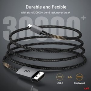 uni USB C to DisplayPort Cable 6FT 8K@60Hz Bundle with USB C to HDMI Cable for Home Office 6ft (4K@60Hz)