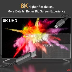 uni USB C to DisplayPort Cable 6FT 8K@60Hz Bundle with USB C to HDMI Cable for Home Office 6ft (4K@60Hz)