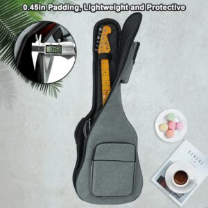 MUZNOTE Electric Guitar Bag Padded Electric Guitar Gig Bag 11.5mm Padding Soft Guitar Case with Neck Strap, Back Hanger Loop, Grey