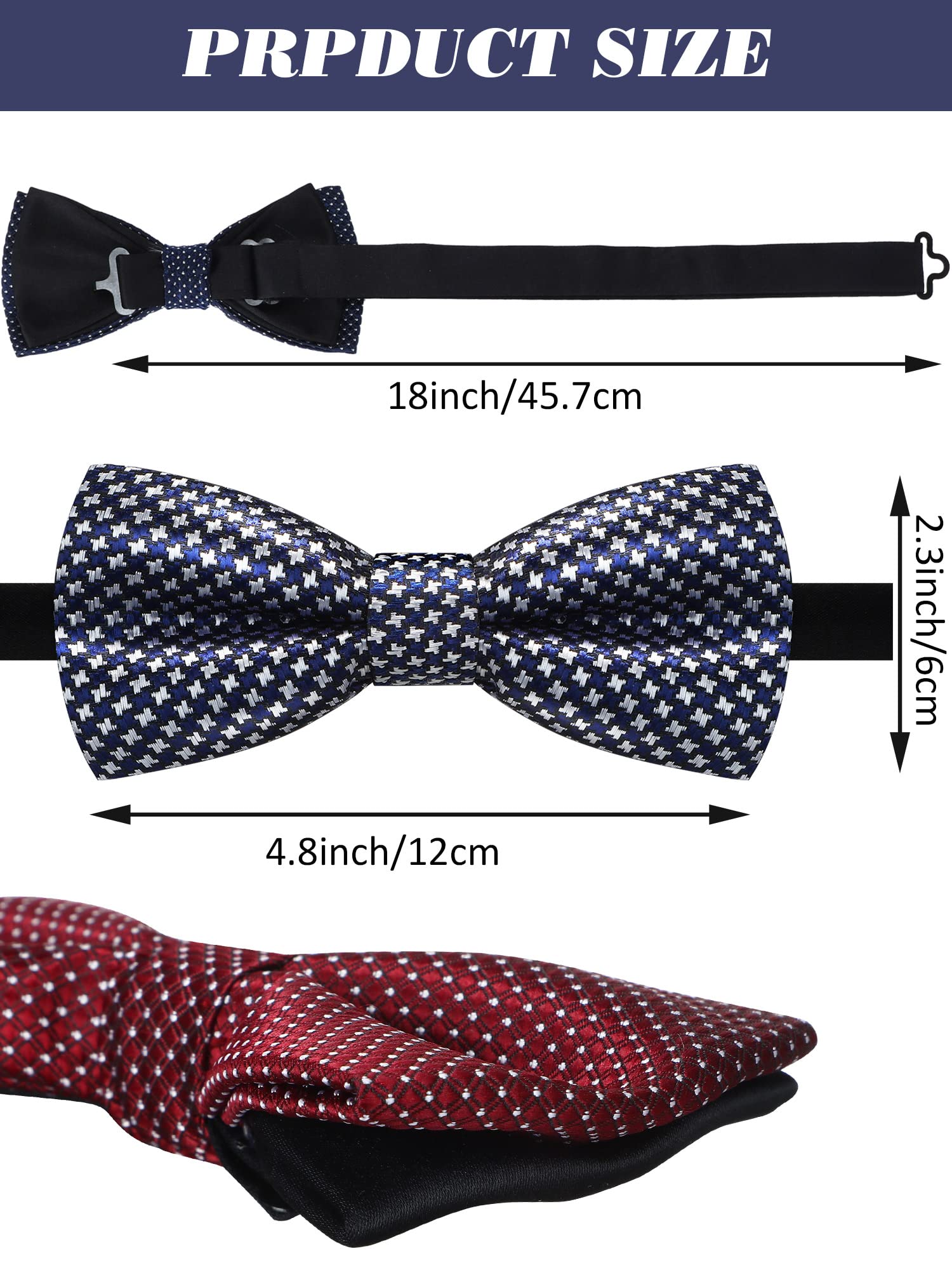 Jecery 30 Pieces Elegant Pre Tied Bow Ties for Men with Adjustable Floral Neck Band Bowties for Pre Tied Set