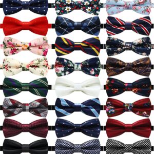 Jecery 30 Pieces Elegant Pre Tied Bow Ties for Men with Adjustable Floral Neck Band Bowties for Pre Tied Set