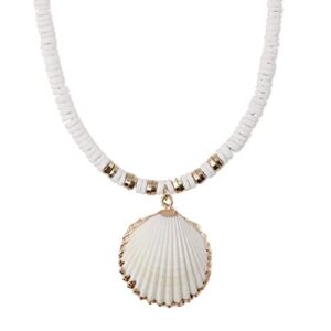 minachi bohemian white seashell necklace, summer beach shell charm necklace gifts for women