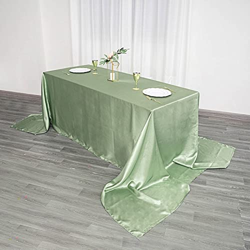 BalsaCircle Tablecloths 90x156 inch Sage Green Satin Rectangle Tablecloth Table Cover Linens for Wedding Table Cloth Party Reception Events Kitchen Dining, 90' x 156'