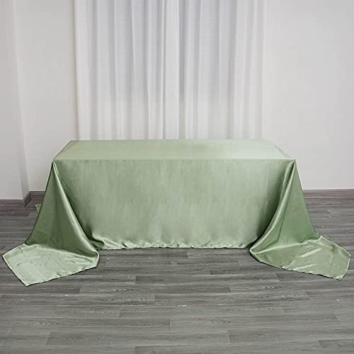 BalsaCircle Tablecloths 90x156 inch Sage Green Satin Rectangle Tablecloth Table Cover Linens for Wedding Table Cloth Party Reception Events Kitchen Dining, 90' x 156'