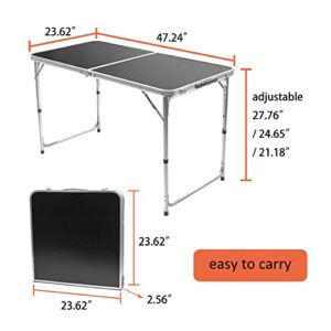 H&B Luxuries Portable Height Adjustable Aluminum Folding Camping Table with Carry Handle FT-ACFT1