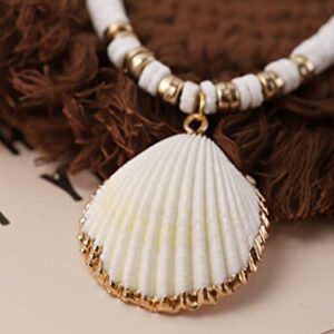 MINACHI Bohemian White Seashell Necklace, Summer Beach Shell Charm Necklace Gifts for Women