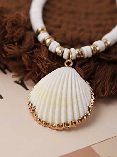 MINACHI Bohemian White Seashell Necklace, Summer Beach Shell Charm Necklace Gifts for Women