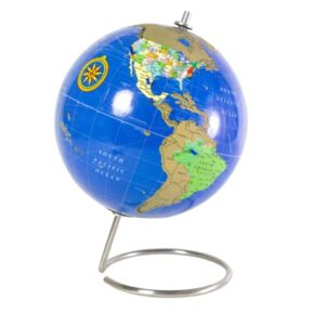 Bullseye Office - Magnetic Scratch Off World Globe (Lacquer Finish) - 10" Magnetic Standing World Globe with Magnetic Pins - Perfect as Office Desk Globe, Classroom Globe, or Travelers Globe (Blue)