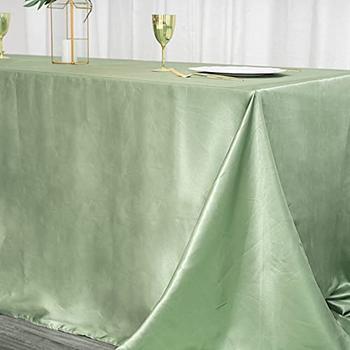 BalsaCircle Tablecloths 90x156 inch Sage Green Satin Rectangle Tablecloth Table Cover Linens for Wedding Table Cloth Party Reception Events Kitchen Dining, 90' x 156'