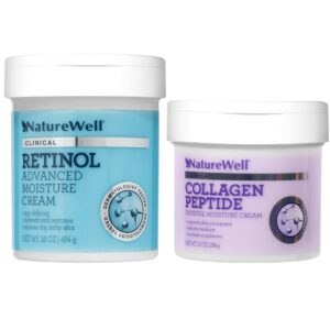 NATURE WELL Clinical Collagen Peptide Intense Restoring Moisture Cream & Retinol Advanced Anti-Aging Moisture Cream Bundle For Face, Neck, & Body