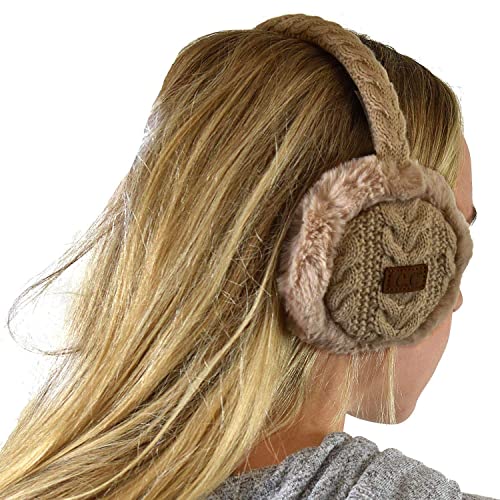 C.C Soft Winter Warm Adjustable Headband Ear Warmer Earmuffs, Taupe