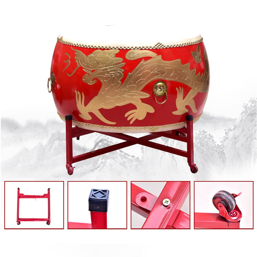 FFYUEEE Traditional National Musical Instrument, Cowhide Drum, Dragon Drum, Court Drum, War Drum, Bass Drum, Chinese Red Gong and Drum, 40-250Cm,A,40CM