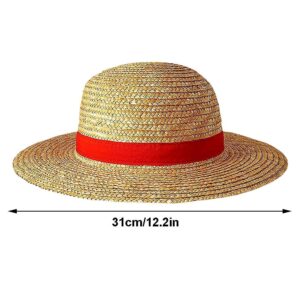 Luffy Straw Hat for Men Women, Multifunctional Cosplay Beach Anime Cartoon Character Sunscreen Straw Hat Cosplay Sun Hat