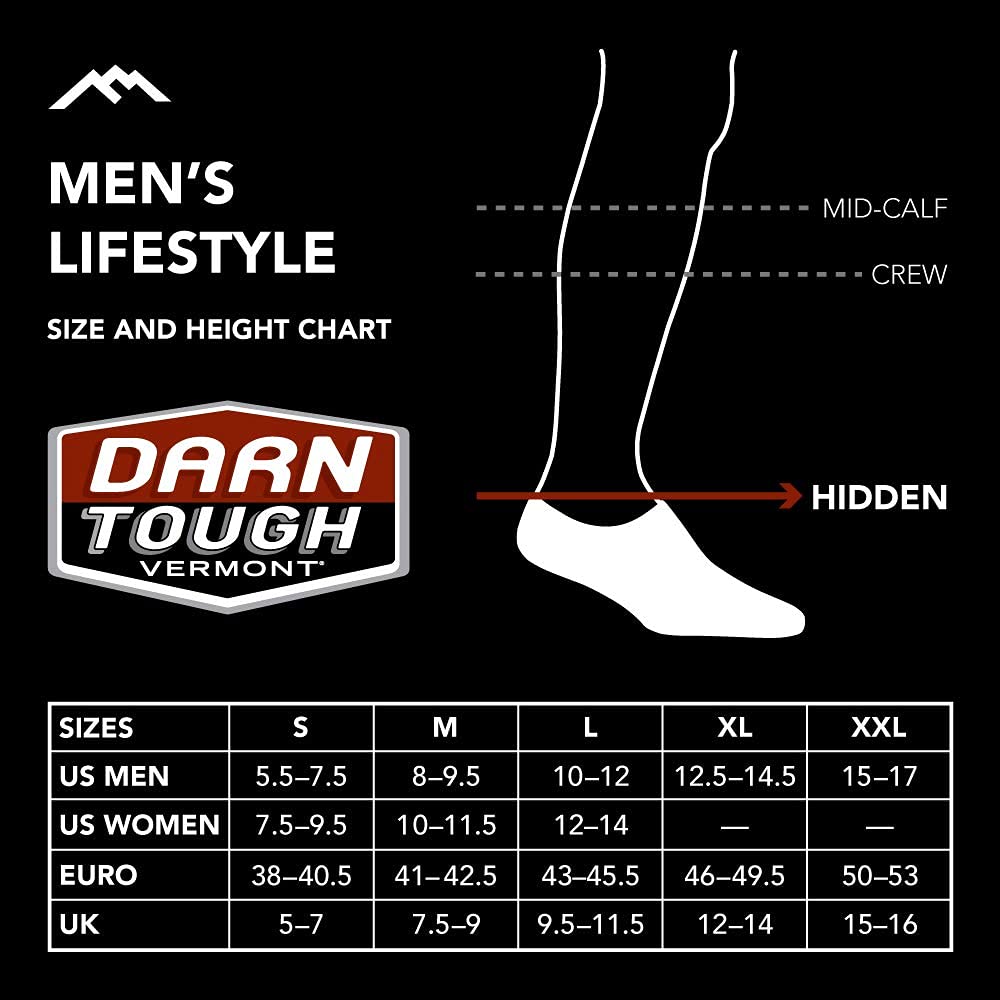 Darn Tough Men's Topless Solid No Show Hidden Lightweight Lifestyle Sock (Style 6055) - Space Gray, Large