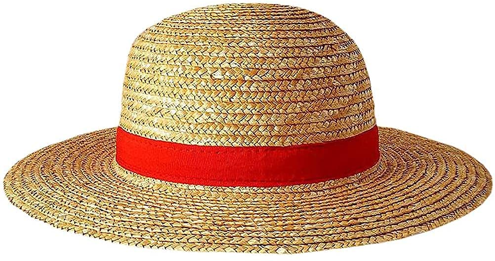 Luffy Straw Hat for Men Women, Multifunctional Cosplay Beach Anime Cartoon Character Sunscreen Straw Hat Cosplay Sun Hat