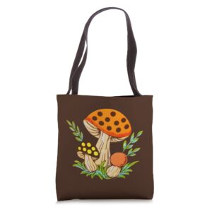 vintage merry mushrooms, 70s retro kitchen tote bag