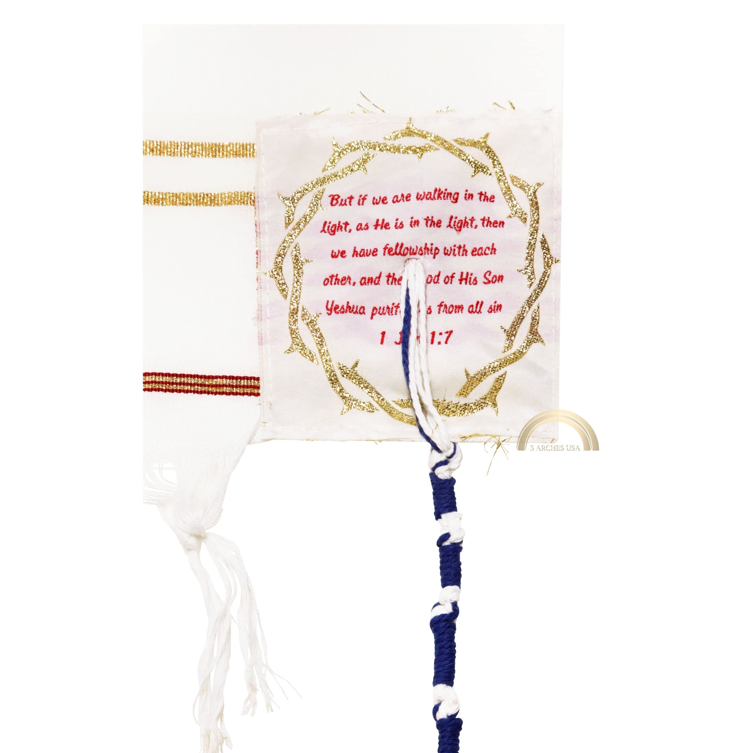 3 ARCHES USA, The Blood Of Yeshua The Messiah,Prayer Shawl from Israel Messianic Tallit Prayer Shawl- Red 72"x 22" Jewish Prayer Shawl with Bag, Scripture Corners & Hebrew Prayer