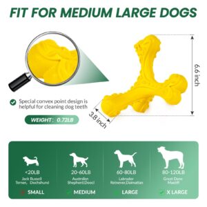 CVALIN Dog Chew Toys for Aggressive Chewers Large Breed,Indestructible Bones Toy，Durable Cleaning Toothbrush Natural Rubber Dog Toys… (Yellow)