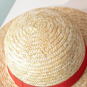 Luffy Straw Hat for Men Women, Multifunctional Cosplay Beach Anime Cartoon Character Sunscreen Straw Hat Cosplay Sun Hat