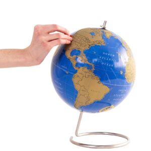 Bullseye Office - Magnetic Scratch Off World Globe (Lacquer Finish) - 10" Magnetic Standing World Globe with Magnetic Pins - Perfect as Office Desk Globe, Classroom Globe, or Travelers Globe (Blue)