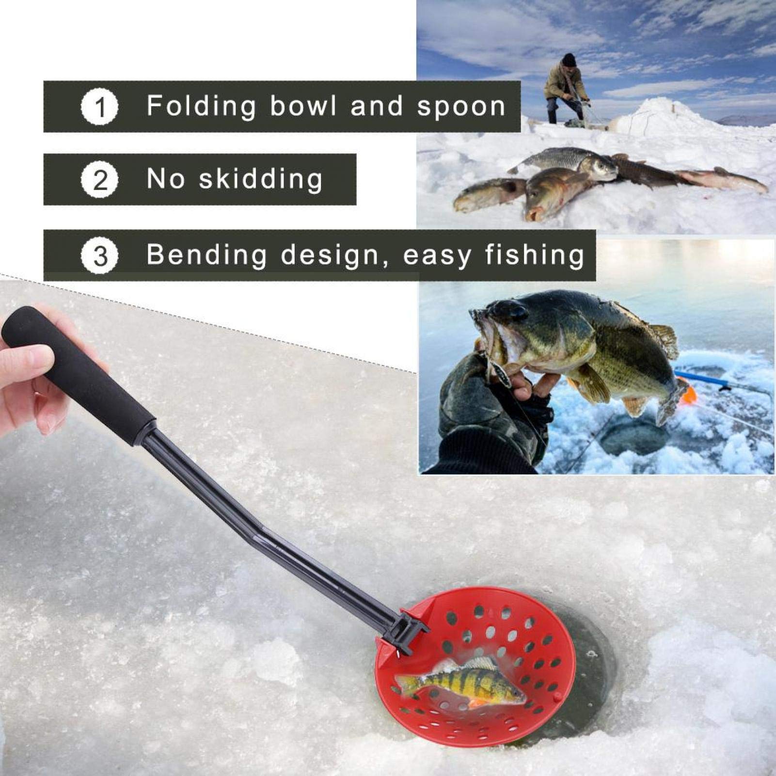 OUKENS Other Fishing Tools and Accessories Fishing Scoop, 2pcs Fishing Tackles & Equipment Foldable Plastic Non-Slip Winter Ice