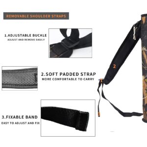 Arrow Quiver, Archery Lightweight Back Arrow Quiver Dual Use Foldable Compact Hip Arrows Bag for Recurve Bow Compound Target Practice Nylon Arrow Bag（Camo）