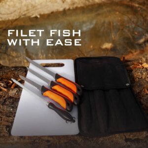 CLUTCH OUTDOORS Stainless Steel Fish Filet Kit, Orange/Silver/Black, Medium