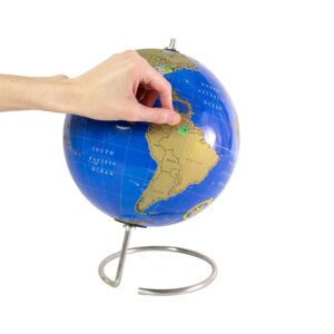 Bullseye Office - Magnetic Scratch Off World Globe (Lacquer Finish) - 10" Magnetic Standing World Globe with Magnetic Pins - Perfect as Office Desk Globe, Classroom Globe, or Travelers Globe (Blue)