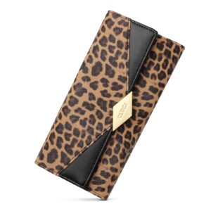 cluci women wallet soft leather designer trifold multi card organizer lady clutch leopard pattern