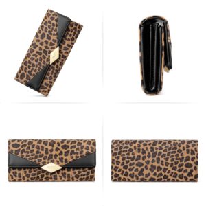 CLUCI Women Wallet Soft Leather Designer Trifold Multi Card Organizer Lady Clutch Leopard Pattern