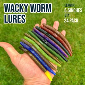 Reaction Tackle Wacky Worms/Soft Plastic Worm Stick Baits Green Pumpkin Multi Flake